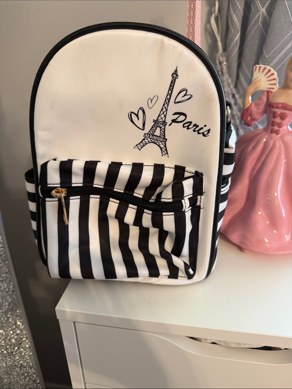 Kids Paris Eiffel Tower Mini Backpack - Black and White